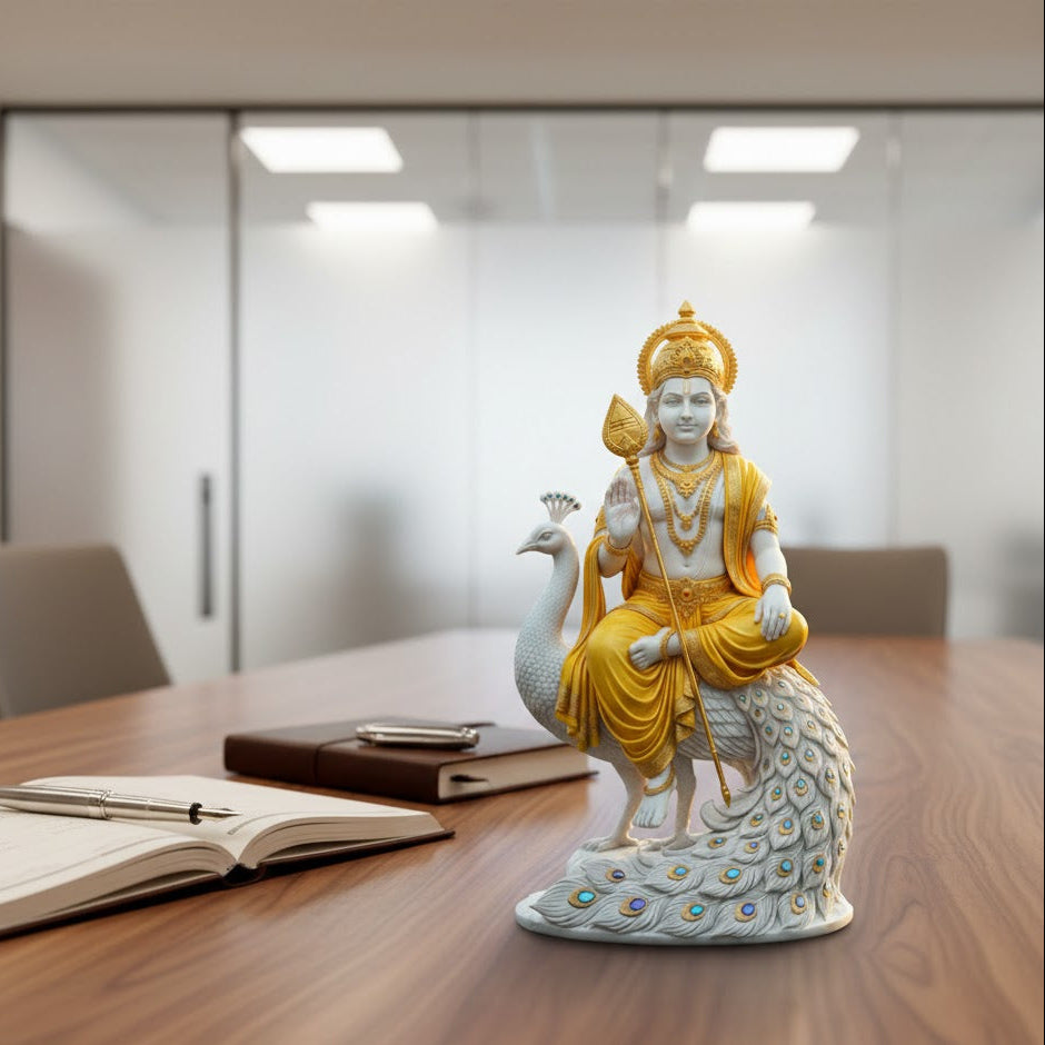 Lord Kartikeya Idol on Peacock