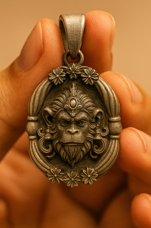 Lord Hanuman Face Sterling Silver Pendant