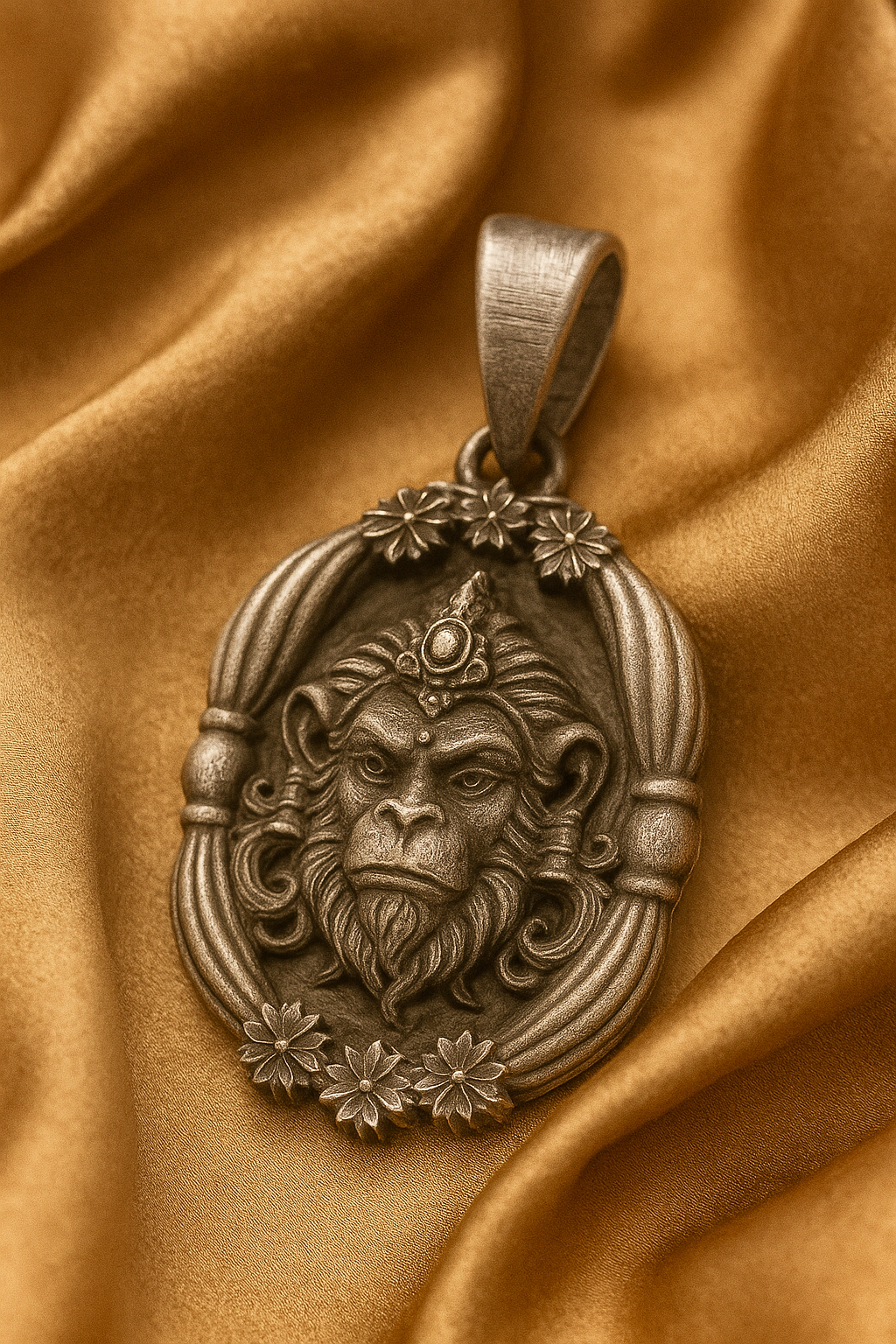 Lord Hanuman Face Sterling Silver Pendant