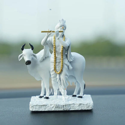 KRISHNA WITH COW ANTIQUE GOLD