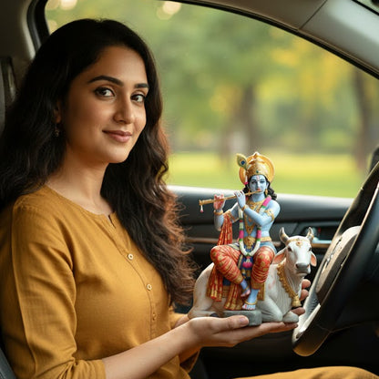 Bal Krishna Flute Idol with Cow
