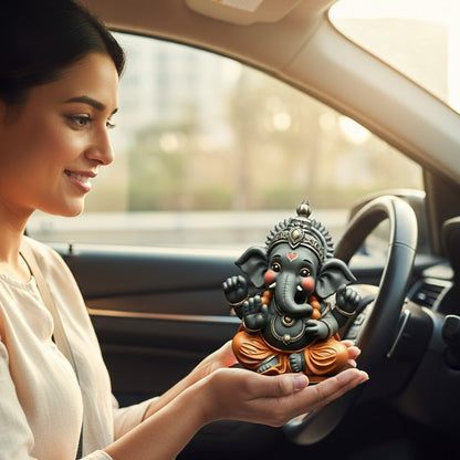 Black Stone Bal Ganesha Idol