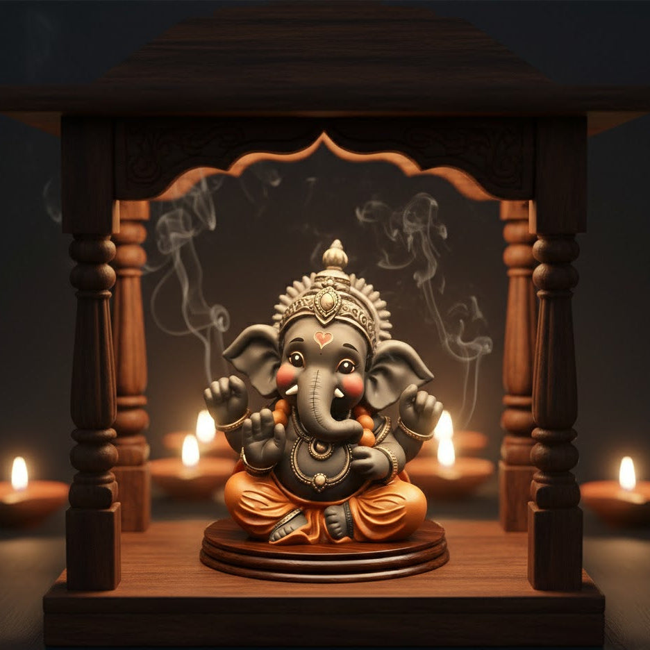 Black Stone Bal Ganesha Idol