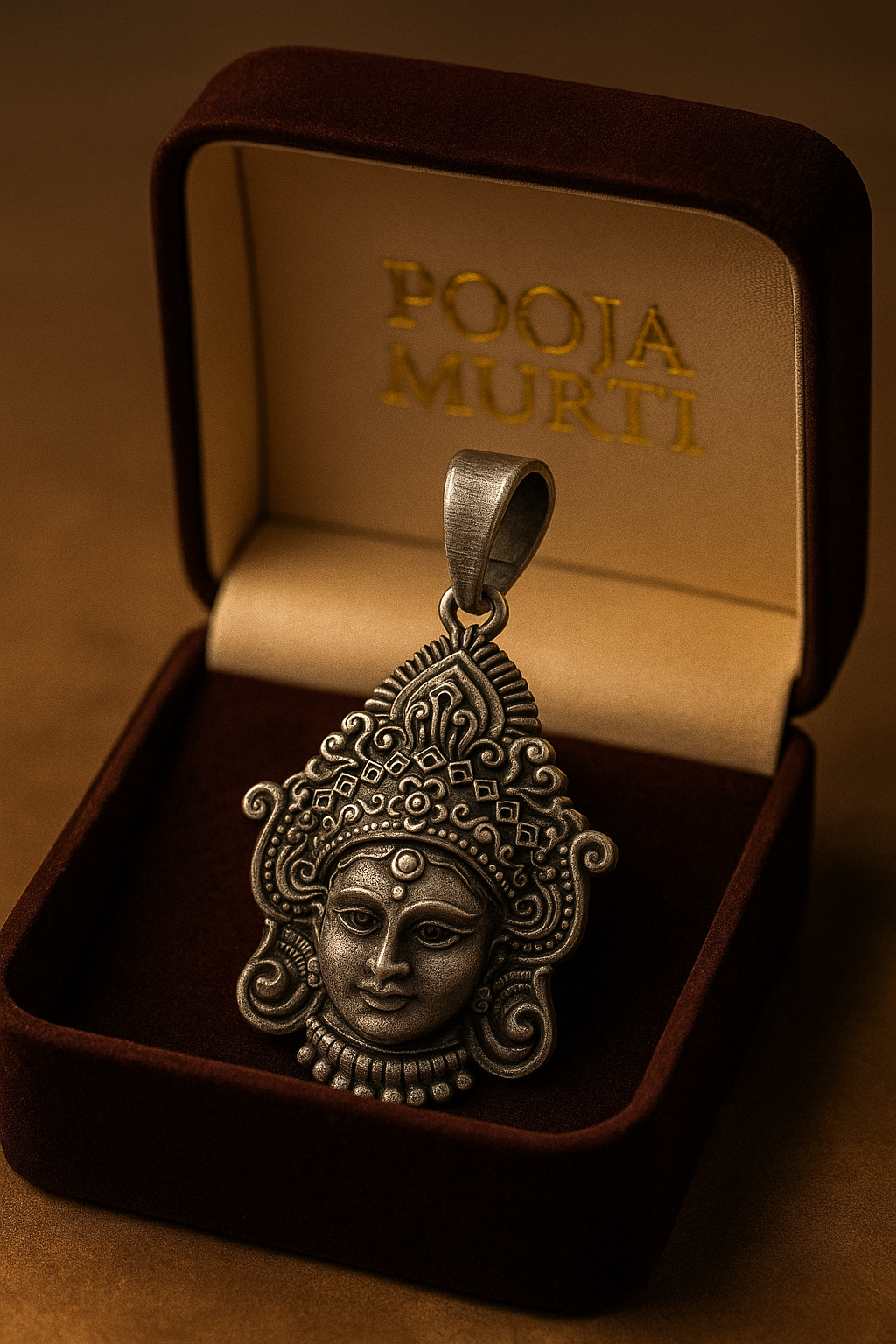 Goddess Durga Sterling Silver Pendant