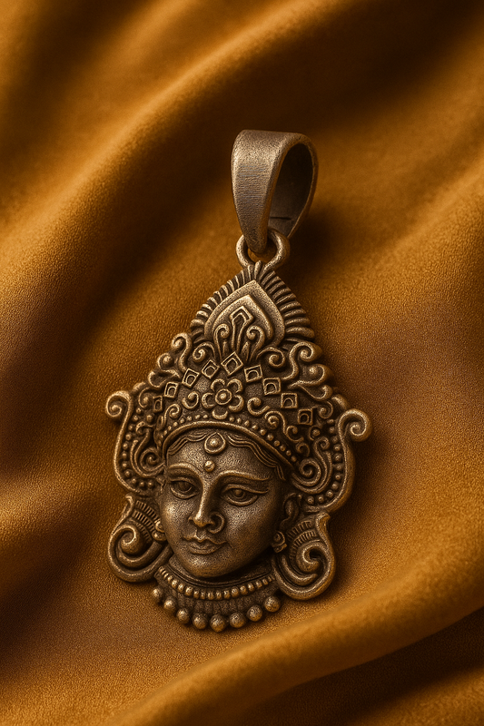 Goddess Durga Sterling Silver Pendant