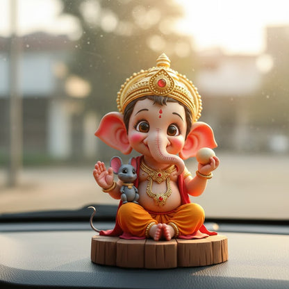 Cute Bal Ganesha Idol With Mushak