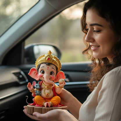 Cute Bal Ganesha Idol With Mushak