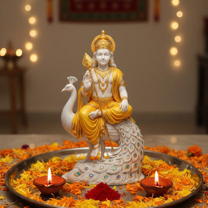 Lord Kartikeya Idol on Peacock