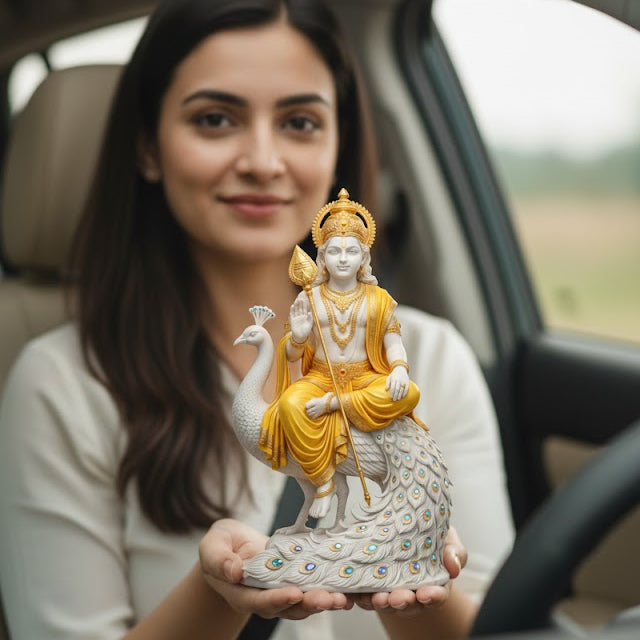 Lord Kartikeya Idol on Peacock