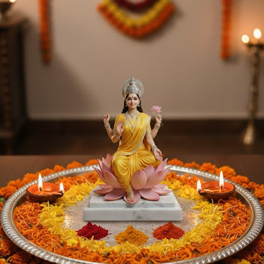 Maa Lakshmi Sitting on Lotus Idol