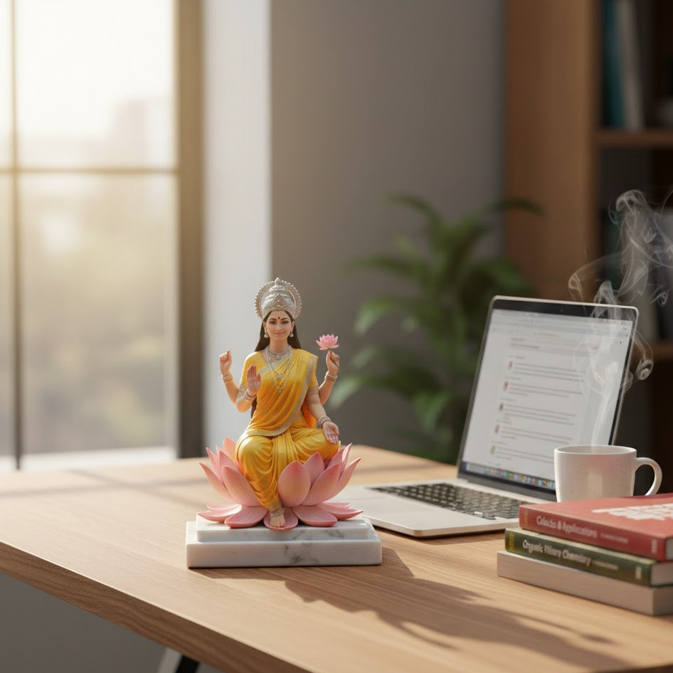 Maa Lakshmi Sitting on Lotus Idol