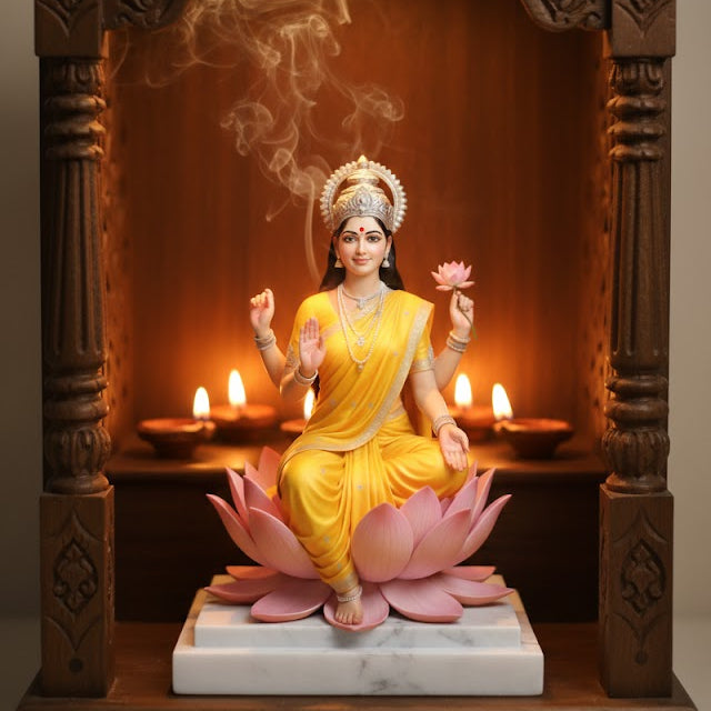 Maa Lakshmi Sitting on Lotus Idol