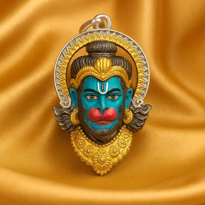 Silver Hanumanji Face Pendant