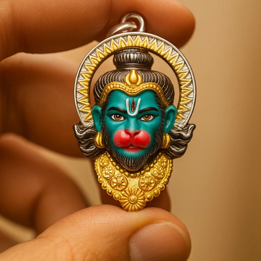 Silver Hanumanji Face Pendant