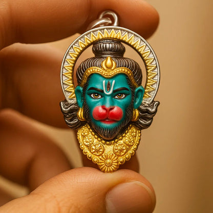 Silver Hanumanji Face Pendant